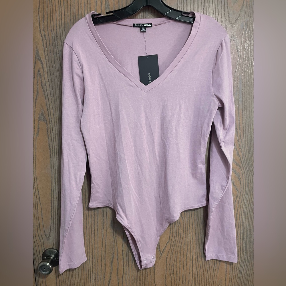 NWT Lavender Long Sleeve V Neck Bodysuit
